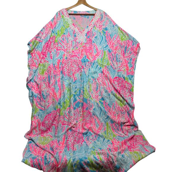 Rare Lilly Pulitzer Beaded Coleman Caftan Let's Cha Cha Size Large - Picture 7 of 10